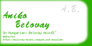 aniko belovay business card